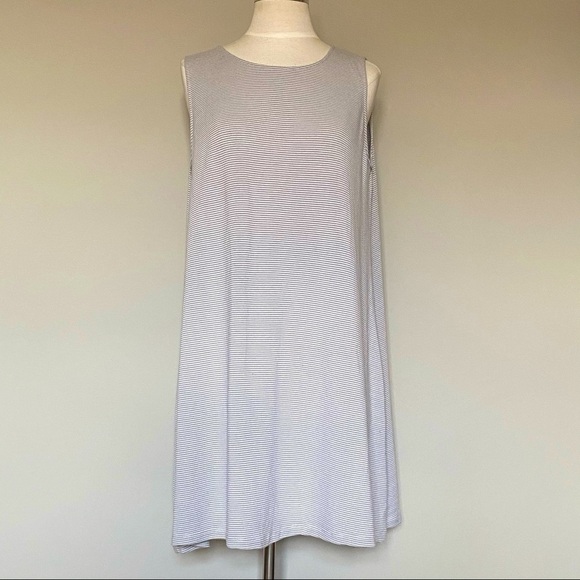Cupcakes & Cashmere Gray Striped Swing Tank Dress, Medium - Picture 1 of 9